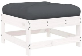 Apoios de pés p/ jardim c/ almofadões 2 pcs pinho maciço branco