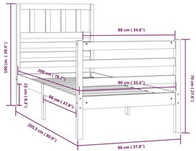 Estrutura de cama 90x200 cm madeira maciça