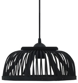 vidaXL Candeeiro suspenso semicircular 40 W 34x14,5 cm E27 bambu preto