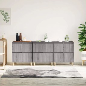 vidaXL Aparadores 3 pcs 60x35x70 cm derivados madeira cinza sonoma