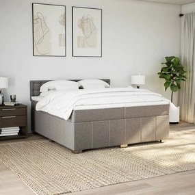Cama com molas/colchão 200x200 cm tecido castanho-acinzentado