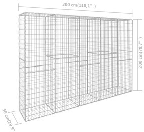 Muro gabião com tampa aço galvanizado 300x50x200 cm