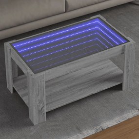 Mesa de centro c/ LEDs 93x53x45 cm madeira processada
