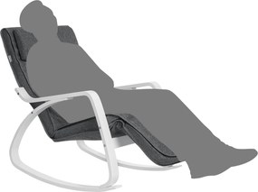 Cadeira de baloiço com apoio para os pés regulável em 5 direcções Cinzento escuro + branco