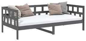 Sofá-cama 80x200 cm madeira de pinho maciça cinzento