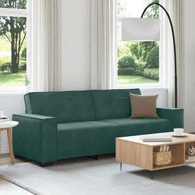 vidaXL Sofá de 3 lugares 180 cm veludo verde-escuro