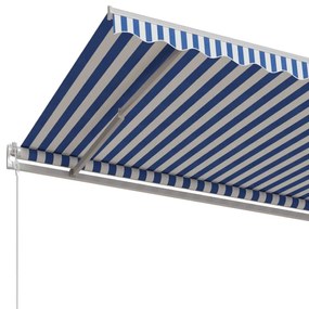 Toldo retrátil automático 600x350 cm azul e branco