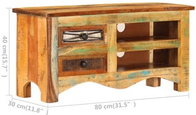 Móvel de TV 80x30x40 cm madeira recuperada maciça