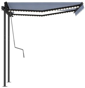 Toldo automático LED e sensor de vento 3,5x2,5 m azul e branco