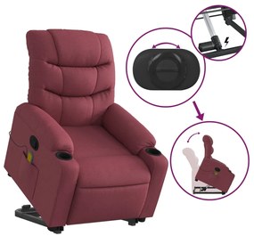 Poltrona de massagens reclin. elevatória tecido vermelho tinto