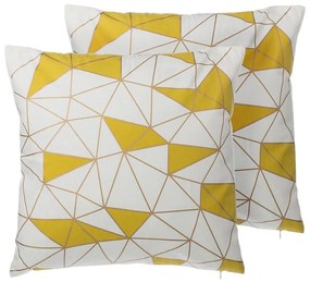 Conjunto de 2 almofadas com padrão geométrico amarelo 45 x 45 cm CLARKIA Beliani