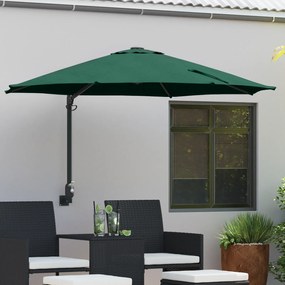 vidaXL Grande Guarda-sol Verde de Pátio Metal, Poliéster Grande Inclinável