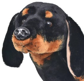 Brinquedo de montar cão salsicha peluche preto XXL