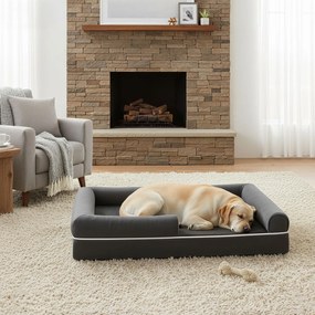 Cama ortopédica para animais de estimação 106,5 x 71,5 cm x 18,5 cm com capa removível, sofá para cães para a sala de estar, estofamento macio cinzent