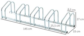 HOMCOM Estacionamento para 5 Bicicletas Suporte de Aço para Estacionar