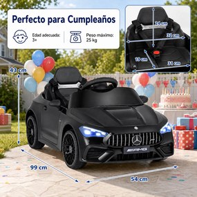 Carro Elétrico Infantil 2 a 5 anos até 25 kg, 99 x 54 x 43 cm, Comando à Distância, Preto