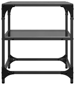 Mesas de centro c/ topo em vidro preto 2 pcs 40x40x45 cm aço