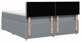 Cama com molas/colchão 200x200 cm tecido cinza-claro
