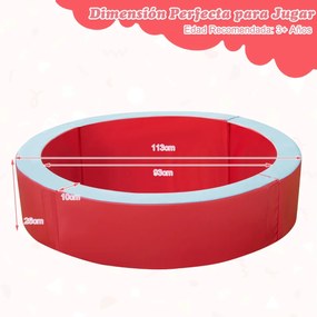 Piscina de bolas de espuma Infantil com 50 bolas coloridas para crianças a partir de 3 anos Fácil de limpar 113 x 26 cm Vermelho