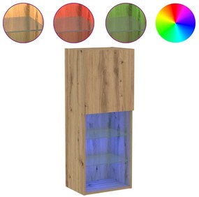 Estante para TV vidaXL com Luzes LED Carvalho Artesanal 40,5x30x102 cm