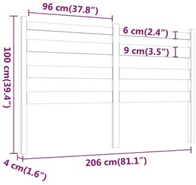 Cabeceira de cama 206x4x100 cm pinho maciço branco