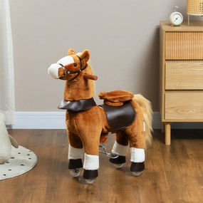 Cavalo de montar para crianças, com Rodas e sela elevada, para crianças dos 3 aos 5 anos, capacidade de 60 kg, 70 x 28 x 70 cm, castanho