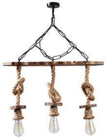 Candeeiro de Teto Erebos – Preto e Madeira – 63 x 11 cm