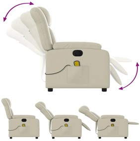 Poltrona massagens reclinável elétrica couro artificial creme