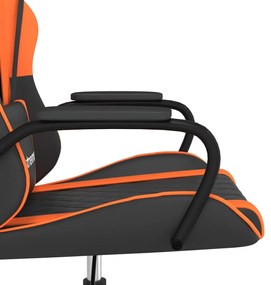 Cadeira gaming couro artificial preto e laranja