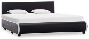 vidaXL Estrutura de cama com gavetas 140x200cm couro artificial preto
