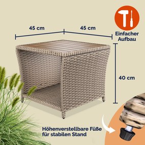 Mesa de apoio Jardim Polyrattan 45x45x40cm creme