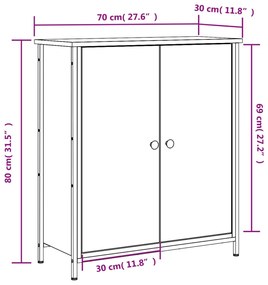 Aparador 70x30x80 cm derivados de madeira cinzento sonoma
