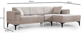 Sofá-Cama de Canto Horizon – Ecru – 250x140 cm