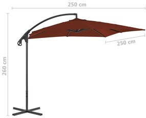 Guarda-sol jardim cantilever c/ poste aço 250x250 cm terracota
