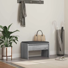 vidaXL Banco de Hall com almofada Cinza Sonoma 63 x 38 x 40 cm