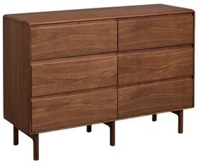 Cómoda De 6 Gavetas 120x40 Cm Em Madeira Treveris Castanho Nogal Oscuro - Sklum