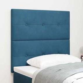 Cabeceira vidaXL Botão Estofada Azul Escuro 80 cm Veludo