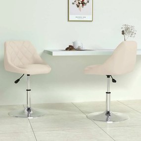 vidaXL Cadeiras de jantar giratórias 2 pcs veludo cor creme