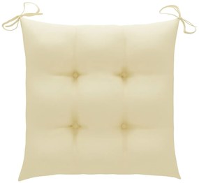 Cadeiras de jardim c/ almofadões branco nata 6 pcs teca maciça