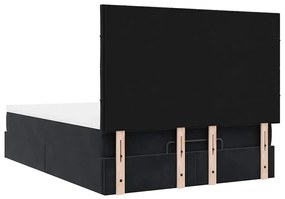Estrutura de cama otomana com colchões 140x200 cm veludo preto
