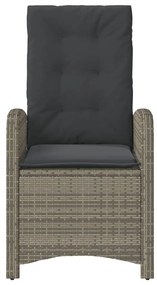 Cadeiras jardim reclináveis 2 pcs c/ almofadões vime PE cinza