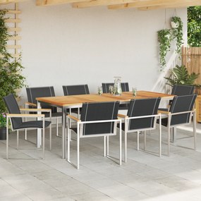 Conjunto de Jantar de 9 Peças vidaXL Madeira Sólida de Acácia