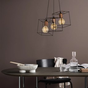Candeeiro de Teto Fellini – Preto e Cobre – 40 x 15 cm