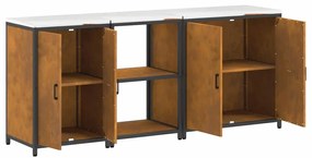 Conjunto de Armazenamento de Cozinha 3 pcs Ferro Enferrujado