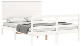 Estrutura de cama com cabeceira 120x200cm madeira maciça branco