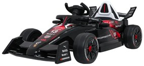 Carro elétrico para Crianças Corrida Formula E Porsche Rodas Espuma EVA, Assento couro ecológico Vermelho/Preto