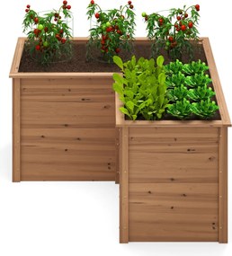 Floreira elevada para exterior com base aberta em forma de L 120 x 120 x 62 cm Castanho