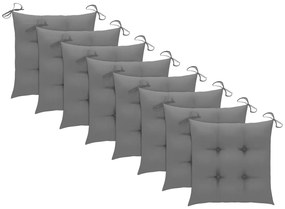 Cadeiras de jantar p/ jardim 8 pcs c/ almofadões acácia maciça