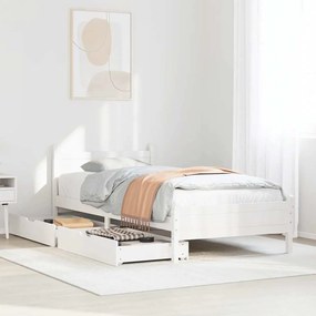 vidaXL Cama sem colchão 90x200 cm madeira de pinho maciça branco
