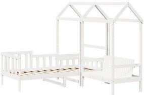 Conj. sofá-cama e banco c/ telhado 90x190cm pinho maciço branco